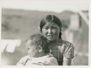 Image of Eskimo [Inuit] Girl and baby